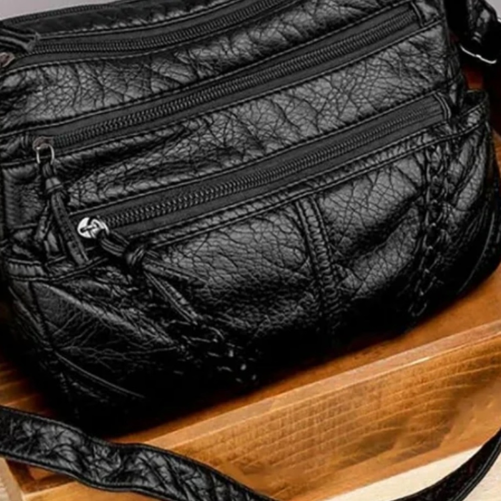 Black Leather Crossbody Bag